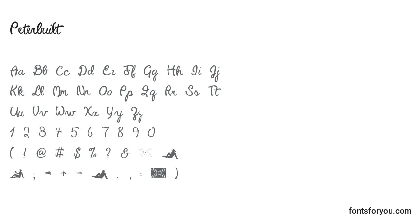 Schriftart Peterbuilt – Alphabet, Zahlen, spezielle Symbole