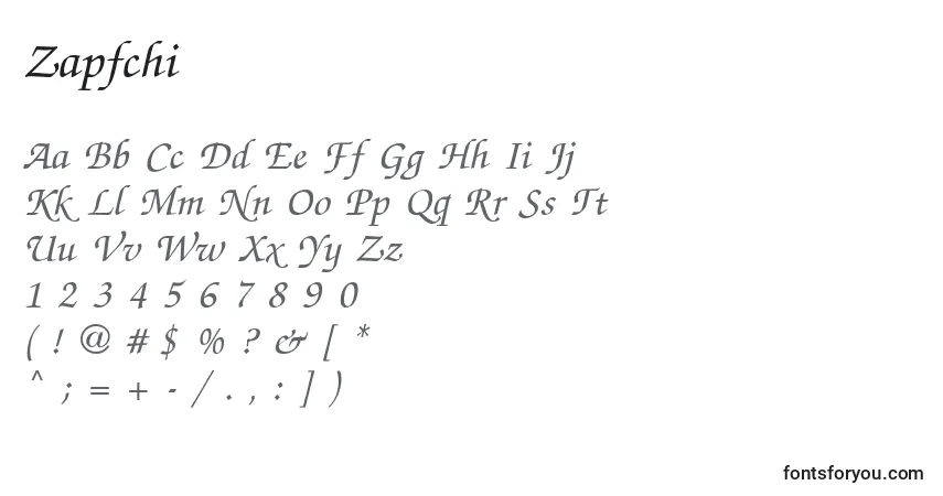 Schriftart Zapfchi – Alphabet, Zahlen, spezielle Symbole