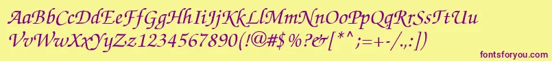 Zapfchi Font – Purple Fonts on Yellow Background