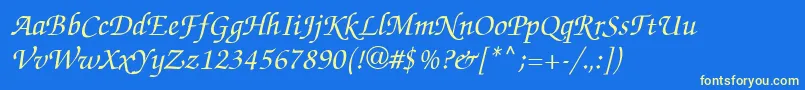 Zapfchi Font – Yellow Fonts on Blue Background