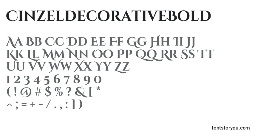 A fonte CinzeldecorativeBold – alfabeto, números, caracteres especiais