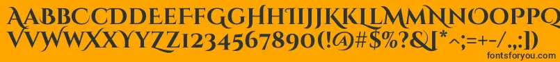CinzeldecorativeBold-fontti – mustat fontit oranssilla taustalla