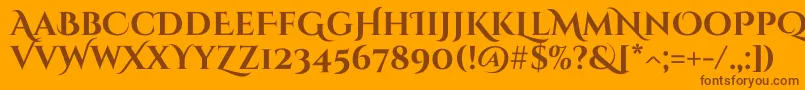 CinzeldecorativeBold-fontti – ruskeat fontit oranssilla taustalla