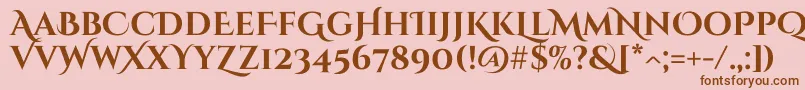 CinzeldecorativeBold-fontti – ruskeat fontit vaaleanpunaisella taustalla
