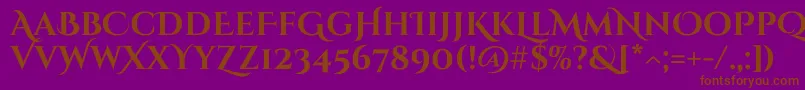 CinzeldecorativeBold-Schriftart – Braune Schriften auf violettem Hintergrund