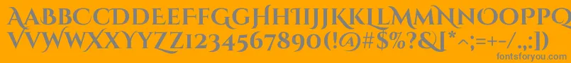 CinzeldecorativeBold-Schriftart – Graue Schriften auf orangefarbenem Hintergrund