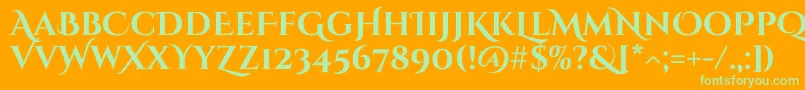 CinzeldecorativeBold-fontti – vihreät fontit oranssilla taustalla