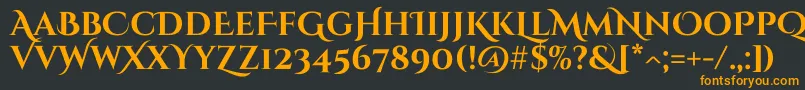 CinzeldecorativeBold-Schriftart – Orangefarbene Schriften auf schwarzem Hintergrund