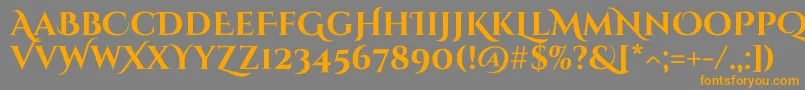CinzeldecorativeBold-fontti – oranssit fontit harmaalla taustalla
