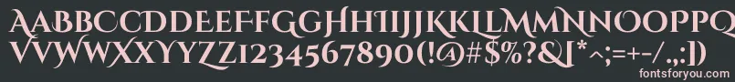 CinzeldecorativeBold-fontti – vaaleanpunaiset fontit mustalla taustalla