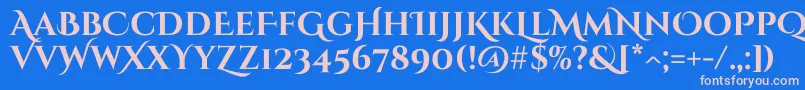 CinzeldecorativeBold Font – Pink Fonts on Blue Background