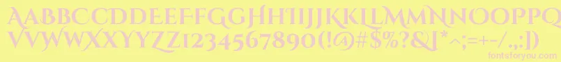 CinzeldecorativeBold-Schriftart – Rosa Schriften auf gelbem Hintergrund