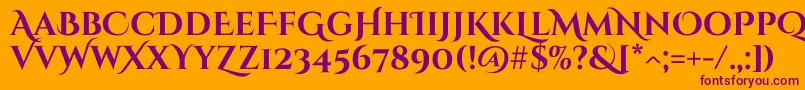 CinzeldecorativeBold-fontti – violetit fontit oranssilla taustalla