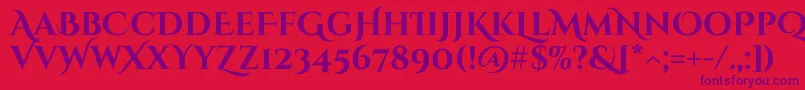 CinzeldecorativeBold-fontti – violetit fontit punaisella taustalla