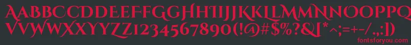 CinzeldecorativeBold-fontti – punaiset fontit mustalla taustalla