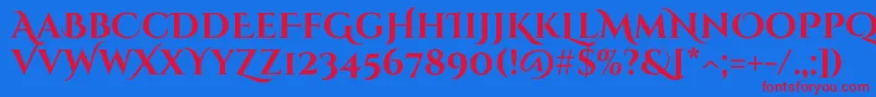 フォントCinzeldecorativeBold – 赤い文字の青い背景