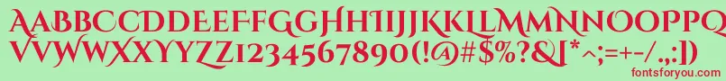 フォントCinzeldecorativeBold – 赤い文字の緑の背景