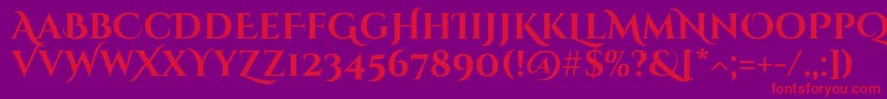 CinzeldecorativeBold-Schriftart – Rote Schriften auf violettem Hintergrund