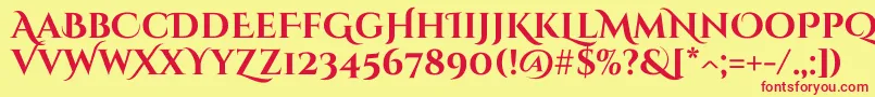 CinzeldecorativeBold Font – Red Fonts on Yellow Background
