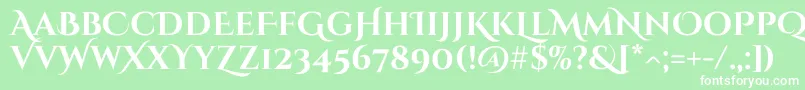 CinzeldecorativeBold-fontti – valkoiset fontit vihreällä taustalla