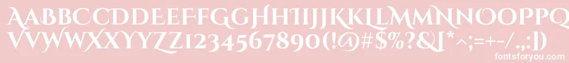 CinzeldecorativeBold-Schriftart – Weiße Schriften auf rosa Hintergrund