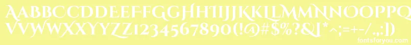 Шрифт CinzeldecorativeBold – белые шрифты на жёлтом фоне