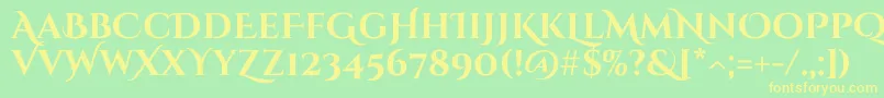 CinzeldecorativeBold Font – Yellow Fonts on Green Background