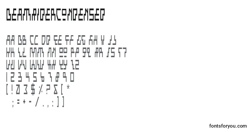 Czcionka BeamRiderCondensed – alfabet, cyfry, specjalne znaki