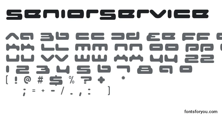 Czcionka Seniorservice – alfabet, cyfry, specjalne znaki