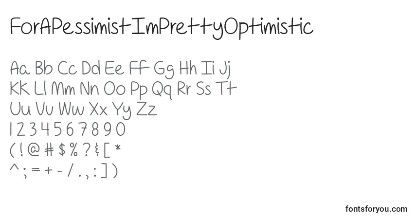 Czcionka ForAPessimistImPrettyOptimistic – alfabet, cyfry, specjalne znaki
