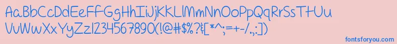 フォントForAPessimistImPrettyOptimistic – ピンクの背景に青い文字