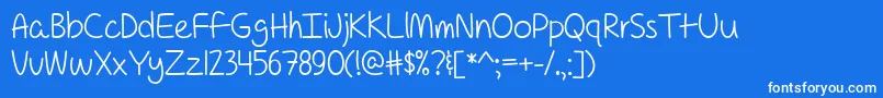 ForAPessimistImPrettyOptimistic-Schriftart – Weiße Schriften auf blauem Hintergrund