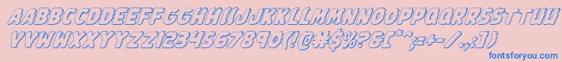 Johnnytorch3Dital-Schriftart – Blaue Schriften auf rosa Hintergrund