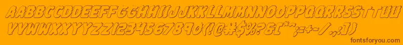 Johnnytorch3Dital-Schriftart – Braune Schriften auf orangefarbenem Hintergrund