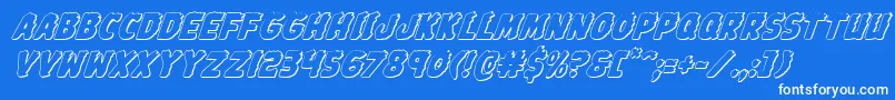 Johnnytorch3Dital-Schriftart – Weiße Schriften auf blauem Hintergrund