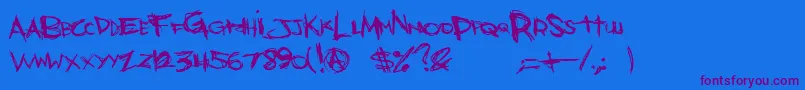 BonesBummer-Schriftart – Violette Schriften auf blauem Hintergrund