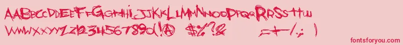 BonesBummer-Schriftart – Rote Schriften auf rosa Hintergrund
