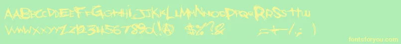 Więcej informacji o czcionce BonesBummer Czcionka BonesBummer – żółte czcionki na zielonym tle