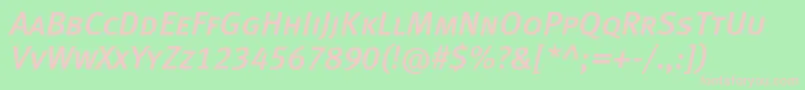MetamediumcapslfcItalic-Schriftart – Rosa Schriften auf grünem Hintergrund