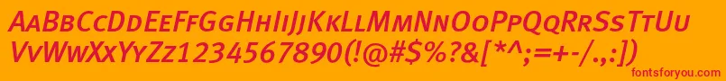 フォントMetamediumcapslfcItalic – オレンジの背景に赤い文字