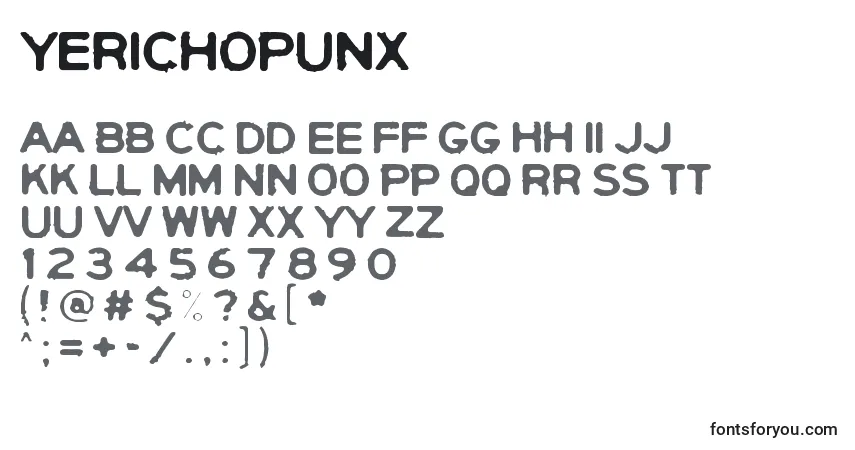Schriftart YerichoPunx – Alphabet, Zahlen, spezielle Symbole