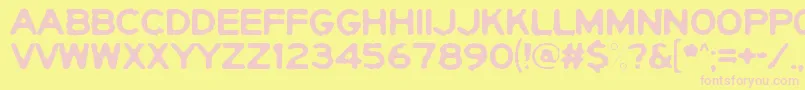フォントYerichoPunx – ピンクのフォント、黄色の背景