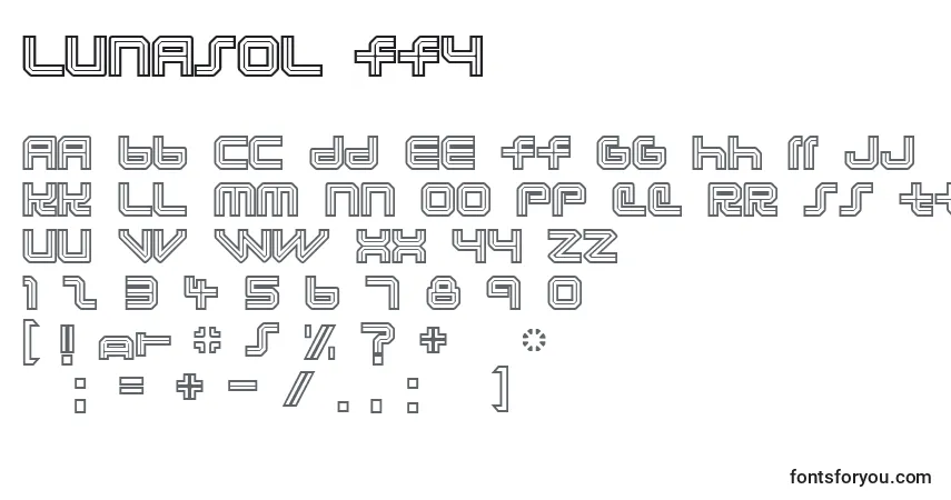 A fonte Lunasol ffy – alfabeto, números, caracteres especiais