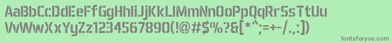 フォントAeroMaticsStencilRegular – 緑の背景に灰色の文字