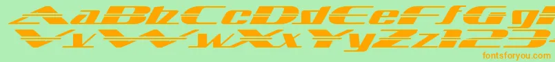 フォントSandovalspeedRegular – オレンジの文字が緑の背景にあります。