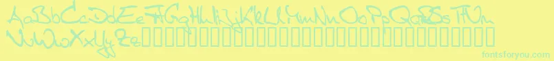 Fonte SisterR – fontes verdes em um fundo amarelo
