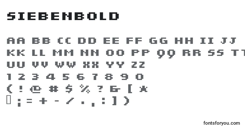 SiebenBold-fontti – aakkoset, numerot, erikoismerkit