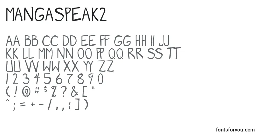 Schriftart MangaSpeak2 – Alphabet, Zahlen, spezielle Symbole