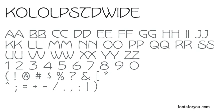 Czcionka KololpstdWide – alfabet, cyfry, specjalne znaki