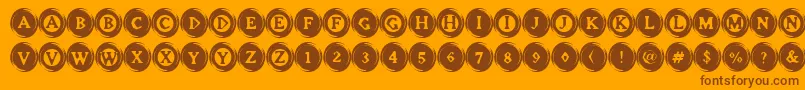ElevatorButtons-Schriftart – Braune Schriften auf orangefarbenem Hintergrund